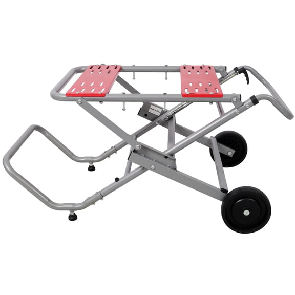 Rolling Foldable Table Saw Stand, Universal Heavy Duty Table Saw Stand with 8-Inch Wheels, Adjustable Height, Portable Steel Saw Base, 330 lb Capacity