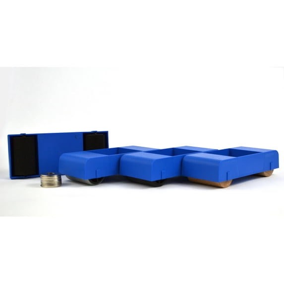 Rolling Friction Halls Carriages (Cars), Includes 4 Cars with Different Wheel Types