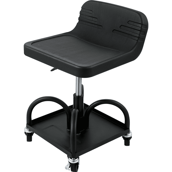 Rolling Garage Stool 300LBS, Adjustable Height 15.7-20.5 inch, Mechanic Seat with Wheels & Tray, for Auto Repair, Workshop - Black