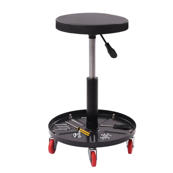 Rolling Garage Stool Adjustable Mechanic Work Shop Seat with 5 Caster 300LBS USA