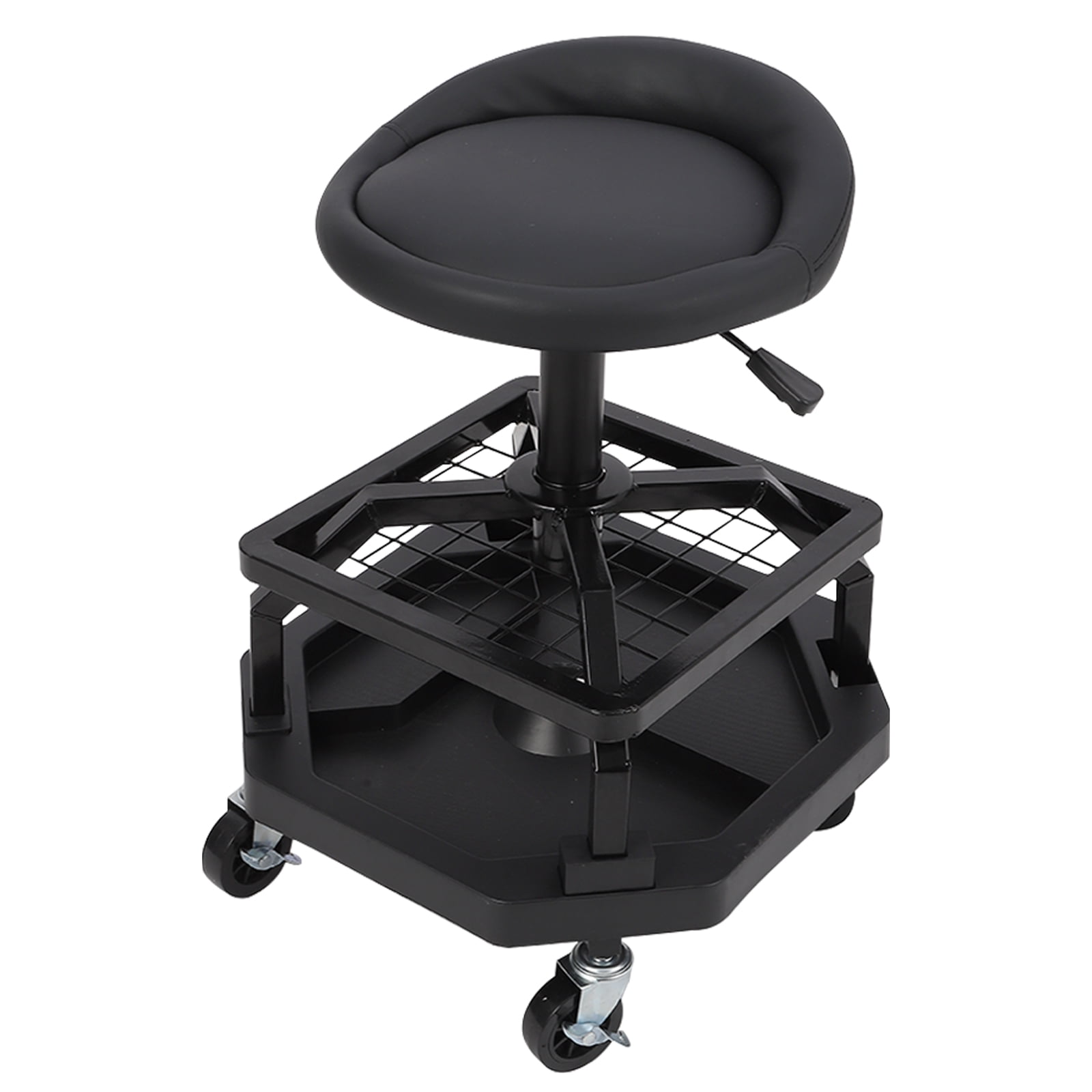 Rolling Garage Stool with Wheels, Garage Work Mechanic Stool with