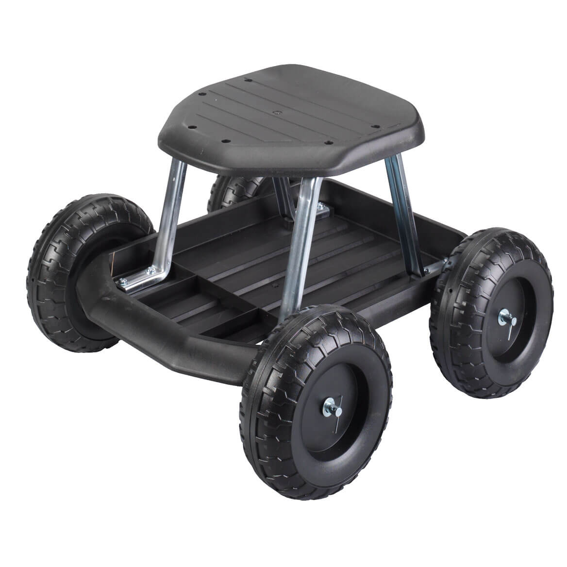 Pure Garden Rolling Gardening Stool Seat with Wheels and Storage Tray, Black and Green - Walmart.com