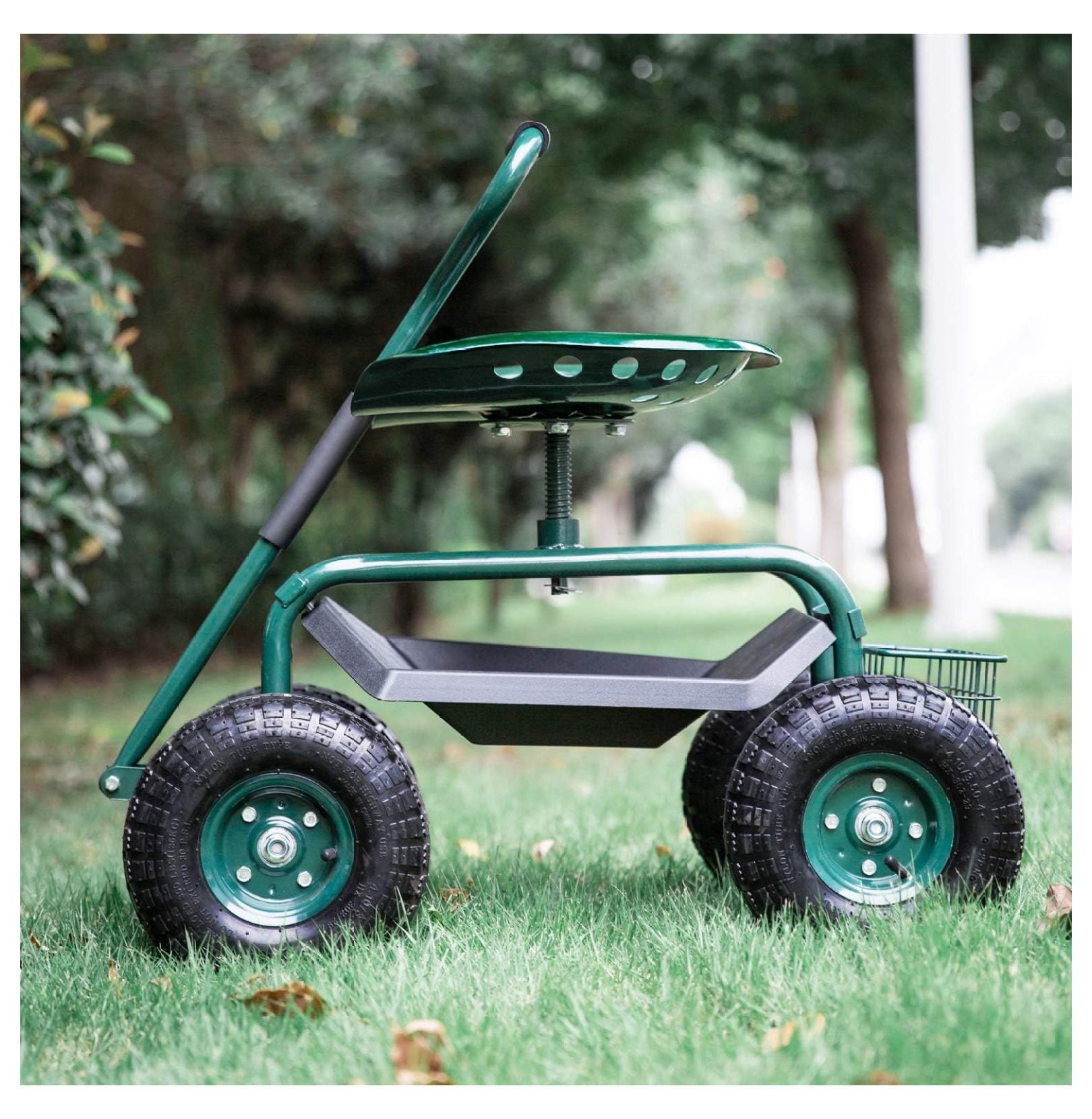 Rolling Garden Cart Workseat - Outdoor Garden Stool Cart 360 Degree ...