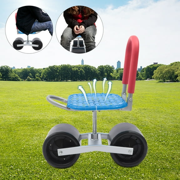 Rolling Garden Stool, Height & Direction Adjustable, Work Seat with Wheels for Vegetable Greenhouses