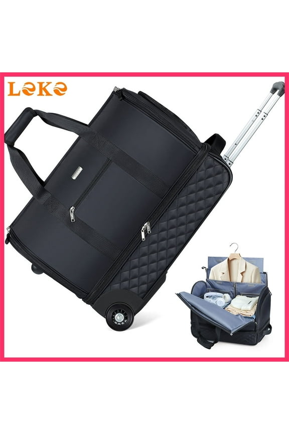 Rolling Garment Bag for Travel - Convertible Duffel Bag with Wheels & Shoes Compartment, Carry on Suit Luggage Bag with Trolley for Business Trip, Wedding, Weekender