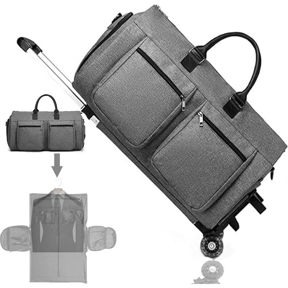 Rolling Garment Bags,Large Garment Duffle Bag with Wheels for Travel,Convertible Garment Bag with Shoe Compartment,Carry on Garment Bag for Women Men Business Travel Weekender (Grey)