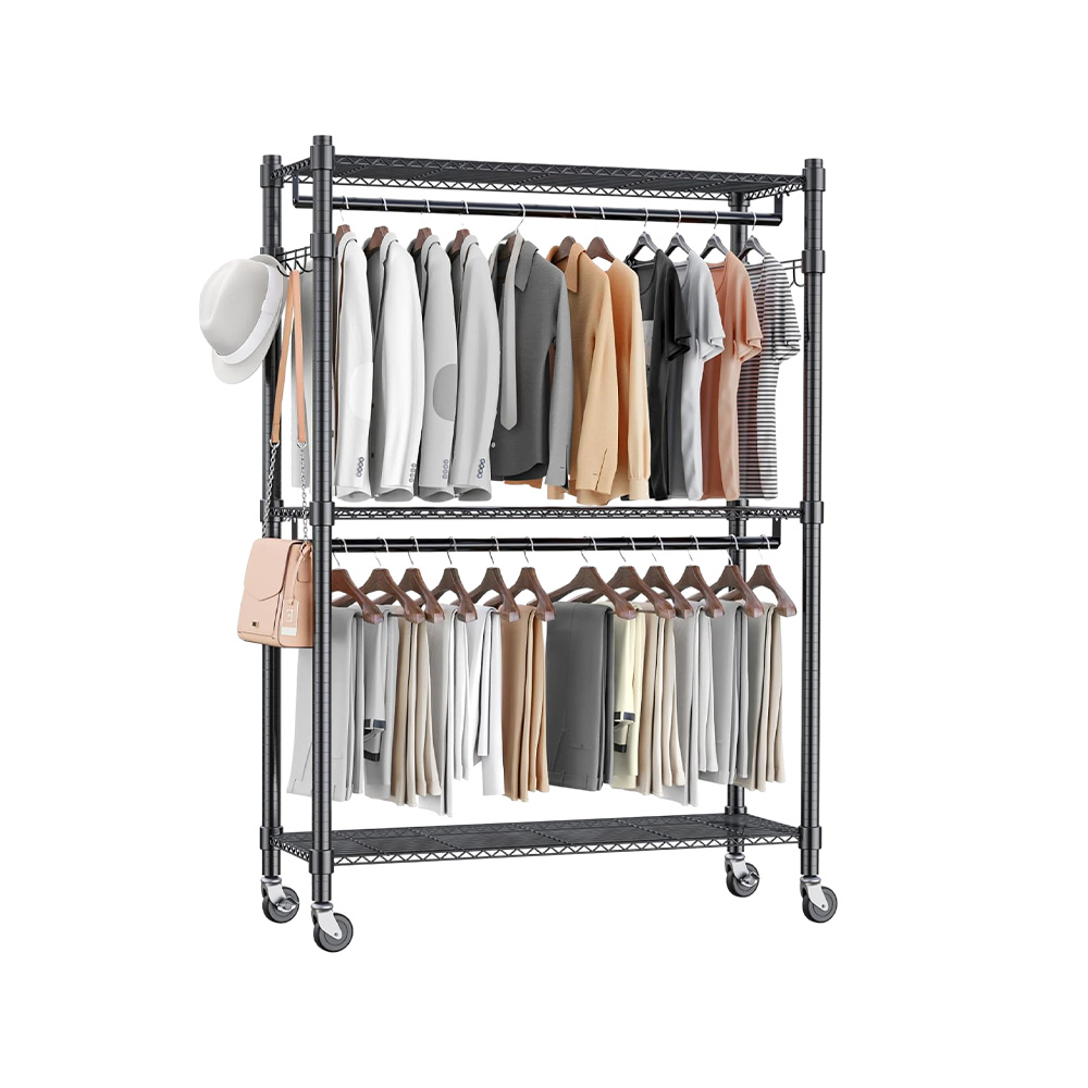Rolling Garment Rack Heavy Duty Clothing Rack with Shelves, Free