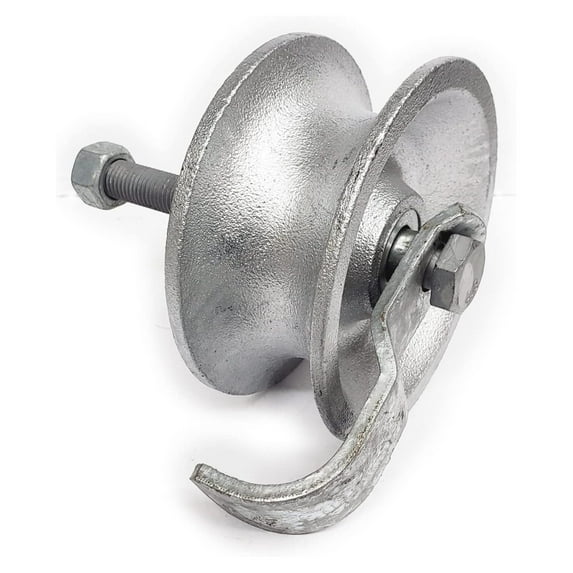 Rolling Gate Track Wheel for Sliding Chain Fence Heavy Duty Cast Iron Wheel 5" with Galvanized coating, Rear with Hardware