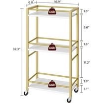 Rolling Gold Bar Cart for Home, 3-Tier Mini Bar & Drink Cart with Wheels, Space-Saving Serving Cart for Kitchen, Dining Room & Small Spaces