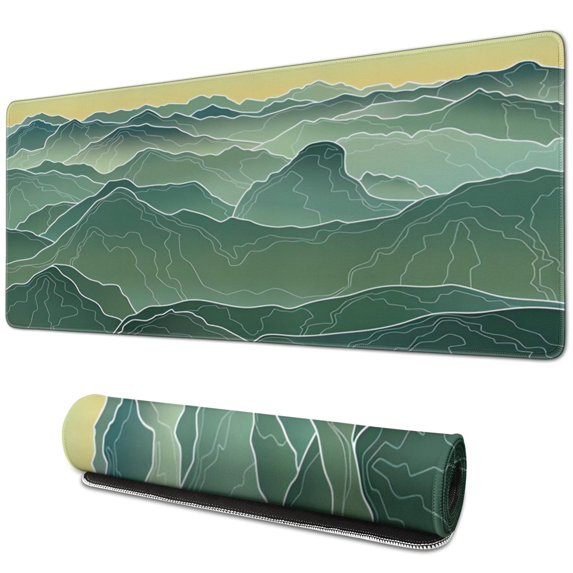 the Rolling Green Waves mouse Padswaterproofno Slip for Office Home Work Gaminggaming Mouse PadRubber Base Mousepad with Stitched Edges 31.5x11.8inches