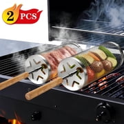 FOUKUS Grill Basket 2PCS: Rolling Grill Basket for 360° Even Grilling, Stainless Steel Grill Baskets for Outdoor Grill, Vegetable Grill Basket BBQ Grilling Acce