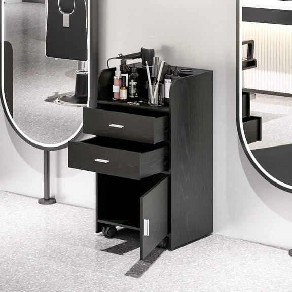 Rolling Hair Styling Station Barber Cabinet Beauty Dest Salon Spa Equipment