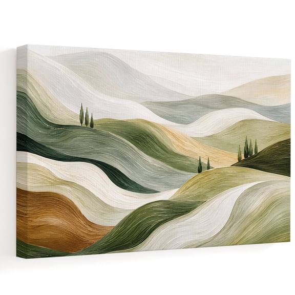 Rolling Hills Canvas Wall Art, Rustic Abstract Cypress Tree Fluid Layered Ridges Wall Art Prints Artwork Framed Canvas Ready to Hang Art Pictures for Living Dining Room Bedroom Hallway 24" x 20"