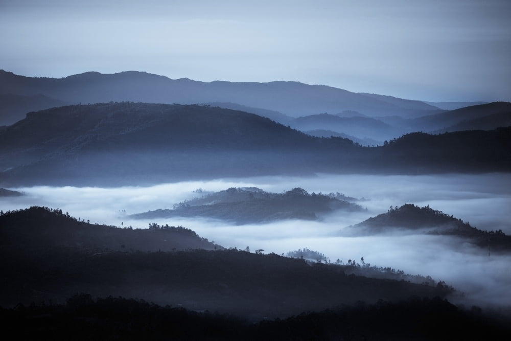Rolling Hills In The Fog Rwanda Africa Canvas Art - David DuChemin Design Pics (19 x 12)