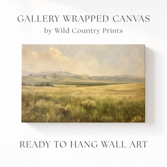 Rolling Hills Prairie Western Landscape Wall Art Open Range Golden Grassland Print Ranch House Office Wide Sky Rustic Decor Unframed Paper Print