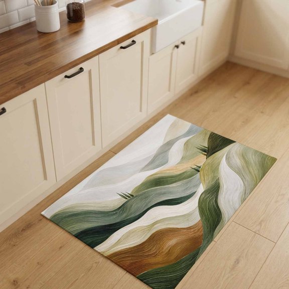 Rolling Hills Small Area Rugs 2x3 Rustic Abstract Cypress Tree Fluid Layered Ridges Entryway Rugs Washable Door Mat, Low-Profile Area Rugs Non Slip Floor Carpet for Living Room Bedroom Home Office