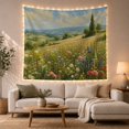 thumbnail image 1 of Rolling Hills and Wildflower Meadow Under Soft Cloudy Sky, Peaceful Rustic for Nature Lovers, Meadow Wall Art, Housewarming Gift, Tapestry Wall Hanging for Bedroom and Living Room, 1 of 7