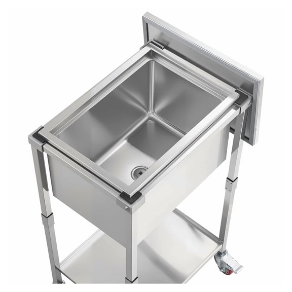 Rolling Ice Chest Cooler Cart, 32.8 Quart Stainless Steel Outdoor Cooler Trolley on Wheels, Portable Stand Up Cooling Bin with Shelf for Parties & Backyard