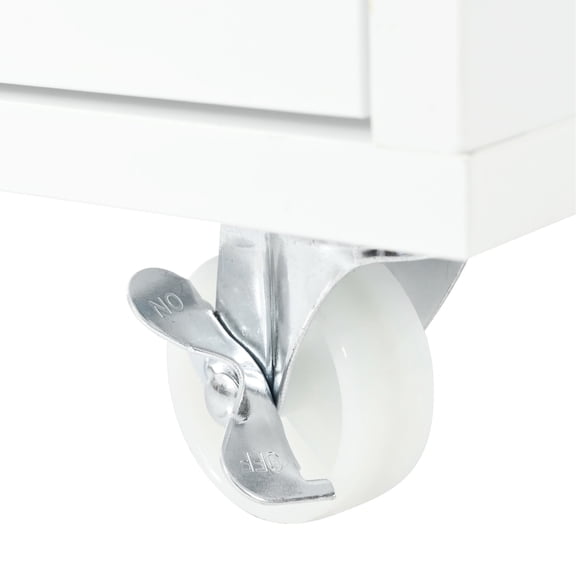 Rolling Kitchen Cart with Storage | Customizable Table and Cabinet Distance, USB Ports for Devices | Smooth Rubber Wood and MDF Materials | Keep Small Appliances Organized