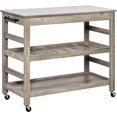 Rolling Kitchen Cart with Stainless Steel Countertop 1 Bottom Shelf 1