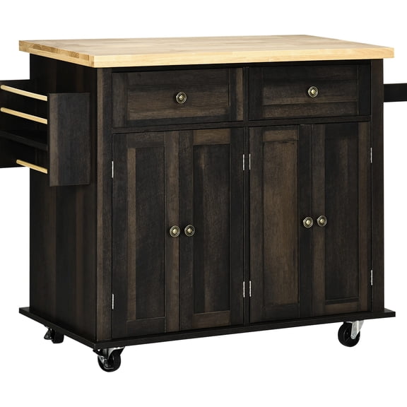 Rolling Kitchen Cart with Two Drawers / Easy Mobility and Customizable Storage