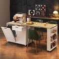 thumbnail image 1 of Rolling Kitchen Island with 360° Rotating Extendable Dining Table, 72" Large Island Table with Power Outlet & 7-Tier Spice Racks & Trash Can Storage, Cord Management Hooks, 1 of 12