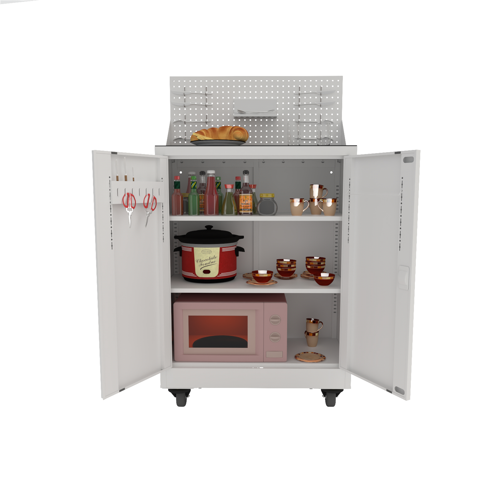 Linon Roger Kitchen Island Granite Top, Gray, with Castors