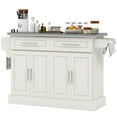 thumbnail image 1 of Rolling Kitchen Island Cart with 47″ Stainless Steel Top, Portable Kitchen Island Table with Wheels, Adjustable Shelves, Drawers & Accessory Racks, 1 of 6
