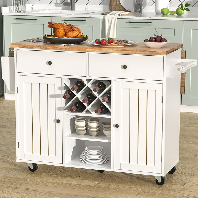 Rolling Kitchen Island Cart With Drop