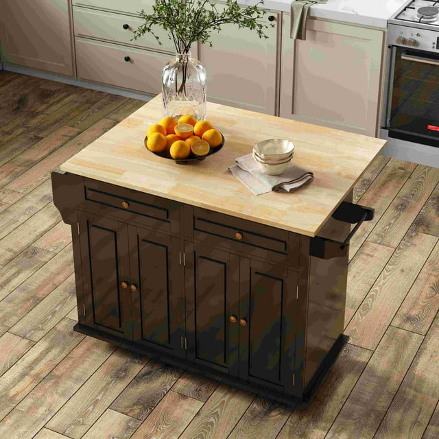 Rolling Kitchen Island with Drop Leaf, Mobile Kitchen Carts on Wheel