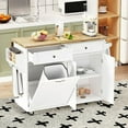 Rolling Kitchen Island with Drop Leaf Kitchen Trash Tilt Out