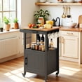 thumbnail image 1 of Rolling Kitchen Island ,Lofka Microwave Cart with Storage Drawer and Cabinet, Towel Rack, Hooks, Black(Isla de cocina rodante), 1 of 8