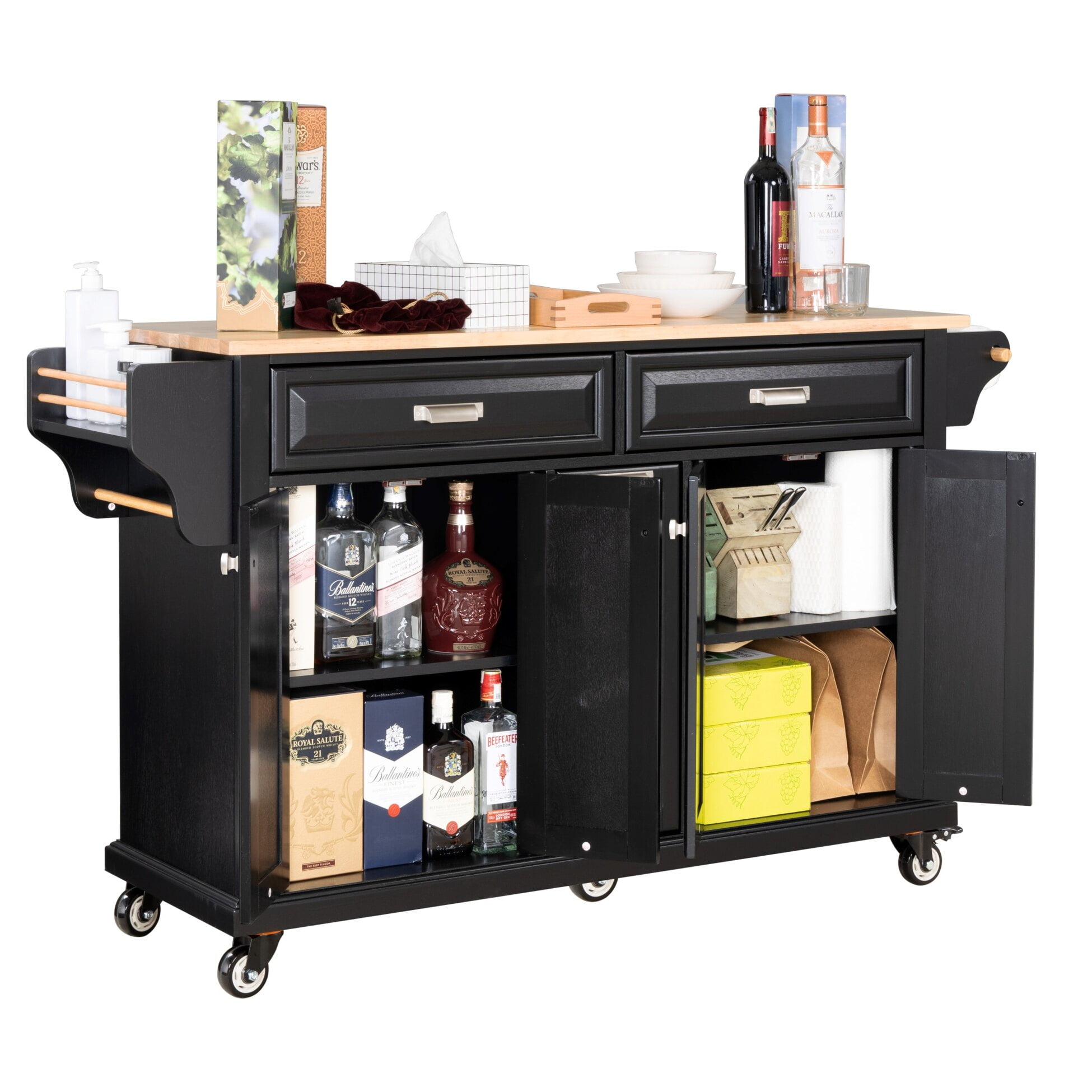 Rolling Kitchen Island with Storage, Kitchen Island Cart with Towel