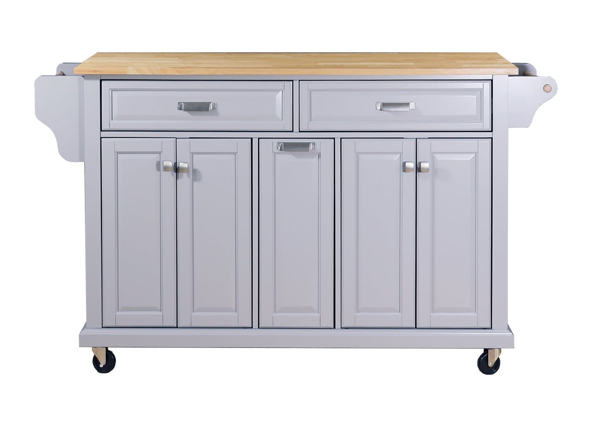 Rolling Kitchen Island with Storage, Movable Kitchen Cart on Wheels