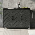thumbnail image 1 of Rolling Kitchen Island Table with Drop-Leaf, Mobile Kitchen Cart on Wheels with Storage Cabinet, 3-Level Adjustable Shelves, Towel Rack and Spice Rack, Black, 1 of 1
