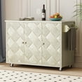 thumbnail image 1 of Rolling Kitchen Island Table with Drop-Leaf, Mobile Kitchen Cart on Wheels with Storage Cabinet, 3-Level Adjustable Shelves, Towel Rack and Spice Rack, Champagne, 1 of 1