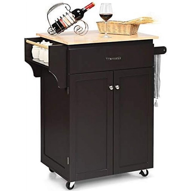 Rolling Kitchen Island Kitchen Trolley Cart with Spice Rack Large