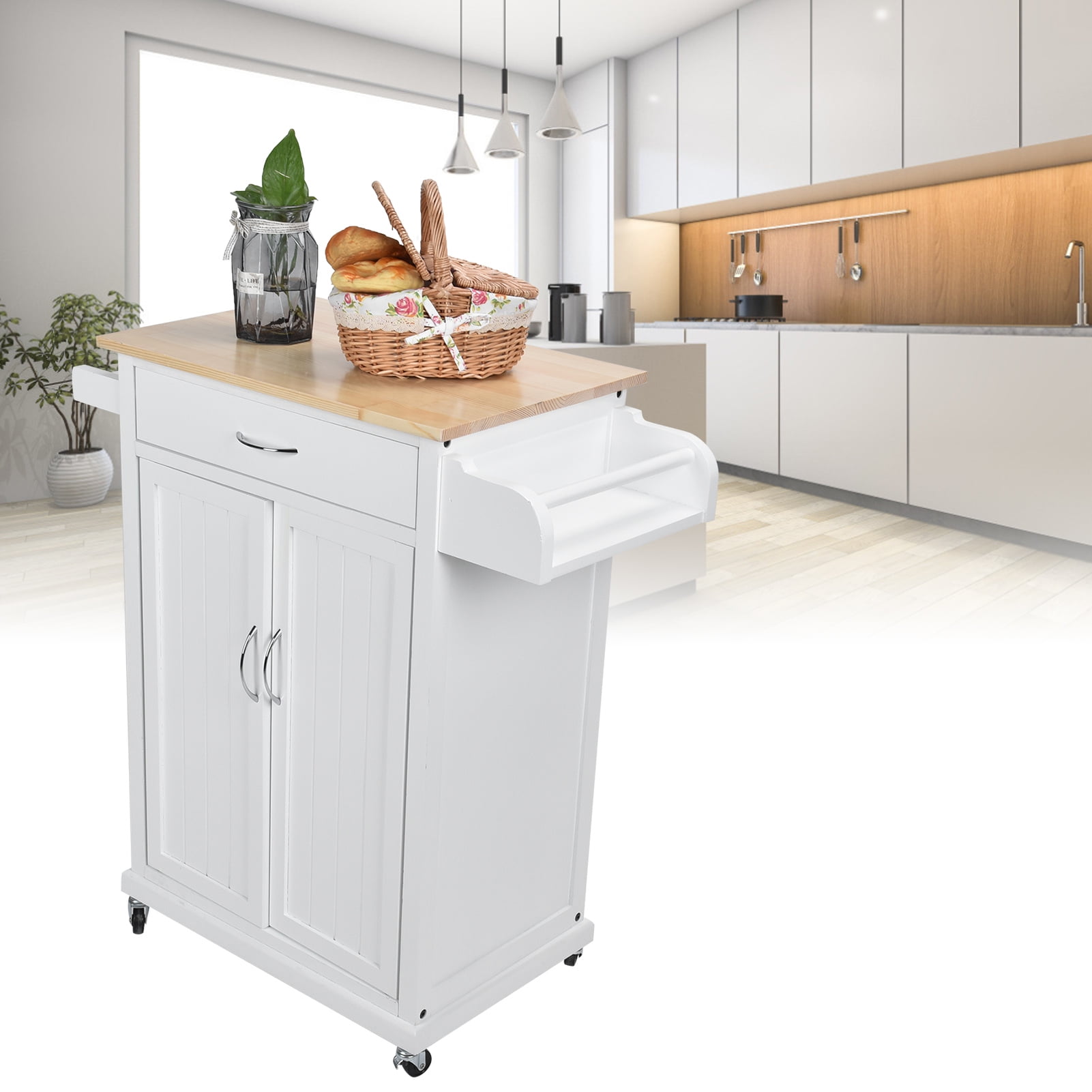 Rolling Kitchen Island, Utility Storage Cart With Rolling Wheels,Drawer