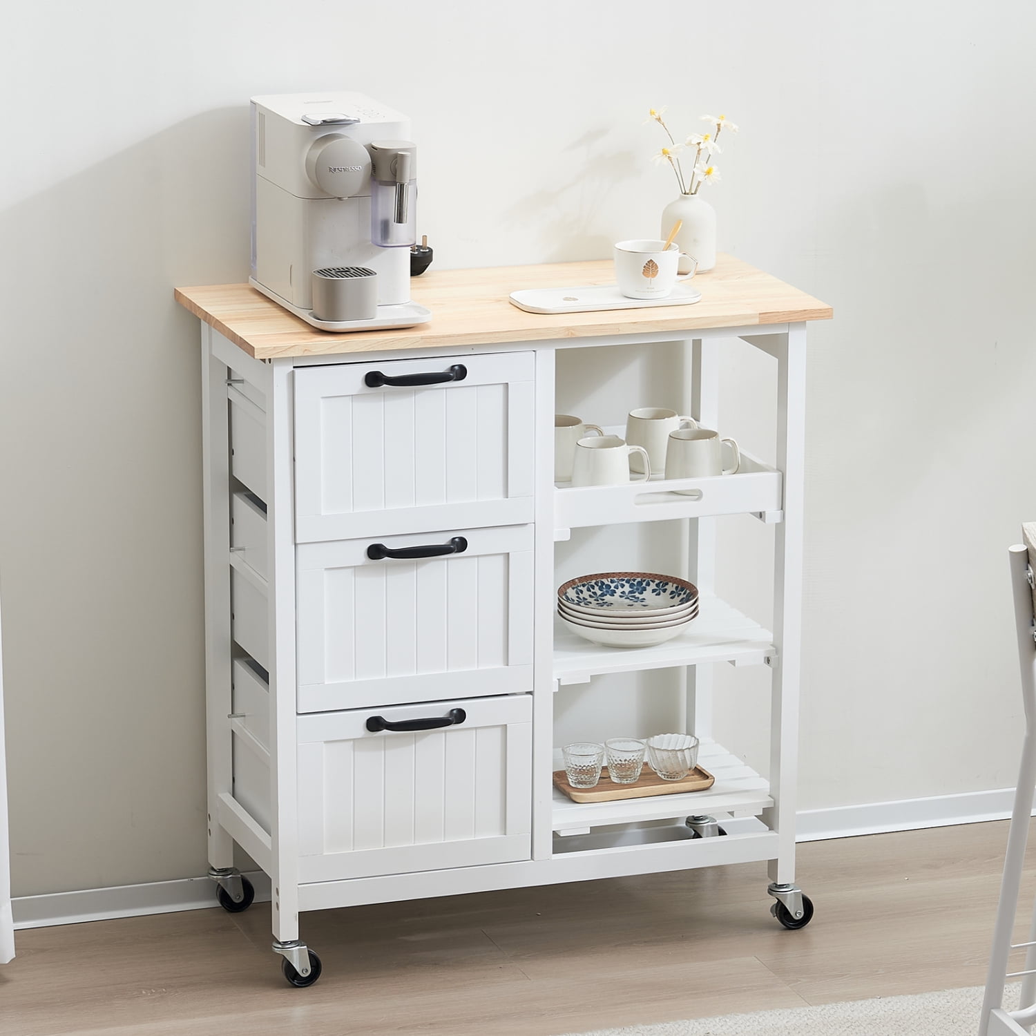 Rolling Kitchen Island with Wheels, Kitchen Storage Island with 3 ...