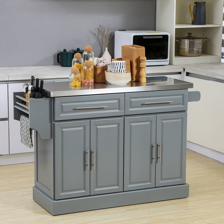 Rolling Kitchen Island with Storage, Portable Kitchen Cart with