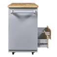 Rolling Kitchen Island with Storage and Wood Top, Grey Blue, 2 Drawers