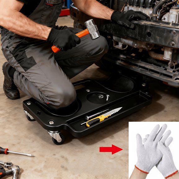 Rolling Knee Creeper/Pads ABS High-Impact Frame, Multi-Function with Built-In Tool Tray, Comfortable Cushioned Kneeling Pad for Machine Workers, Carpenters, Flooring, And Car Repairs