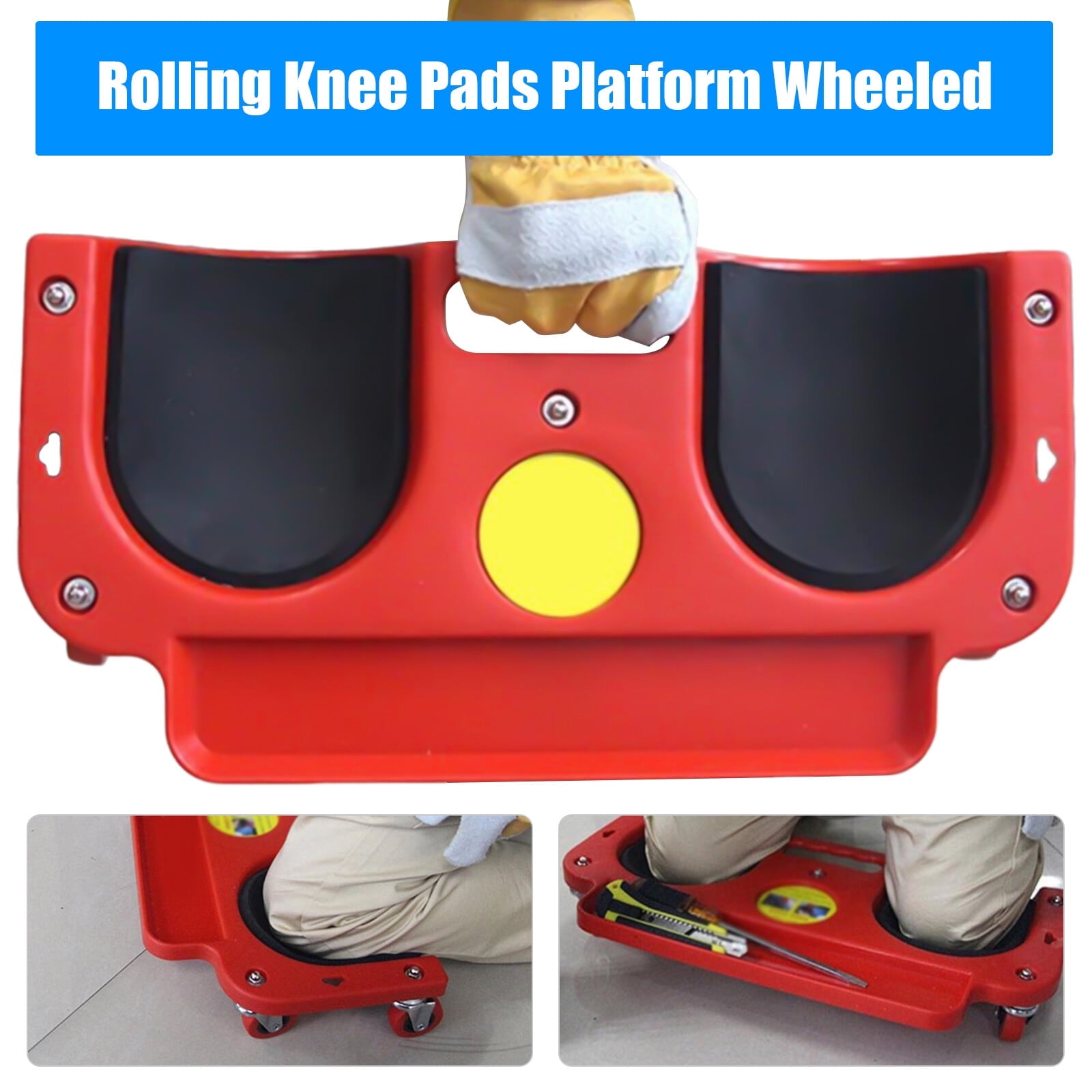 Rolling Knee Pad Wheels Soft Lining Rolling Wheeled Pads Platform Workers' Tool used in Construction, Auto Repair and Maintenance