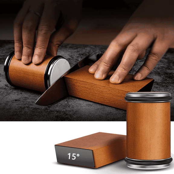 Rolling Knife Sharpener – 15° & 20° Precision Angle Sharpening System with Magnetic Guide for Professional Results