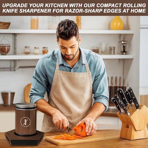 Rolling Knife Sharpener Black Walnut Wood Adjustable Angle Magnetic Base for Steel Any Hardness Precision Sharpening Tool