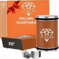 thumbnail image 1 of Rolling Knife Sharpener with Diamond & Ceramic Discs – 15° & 20° Strong Magnetic Angle &, Leather Strop, Finger Guard – Professional Manual Knife Sharpening Kit for Kitchen & Chef Knives., 1 of 9