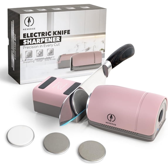 Rolling Knife Sharpener - Electric Knife Sharpener with 3 Heads & 3 Speeds, Adjustable 10°–25° Angle, Three-Stage Sharpening, Cordless Kitchen & Outdoor Knife Sharpening Kit