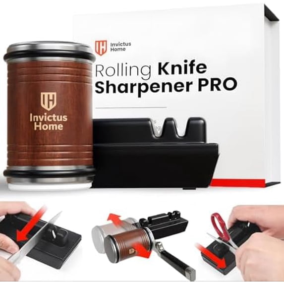 Rolling Knife Sharpener Kit with Diamond & Ceramic Disc Tumbler Knife Sharpener -+ Magnetic Base for Kitchen Knives with 15° & 20° Angles - Sharpening Kit - Sharpeners$$Home Decor, Kitchen, & Other