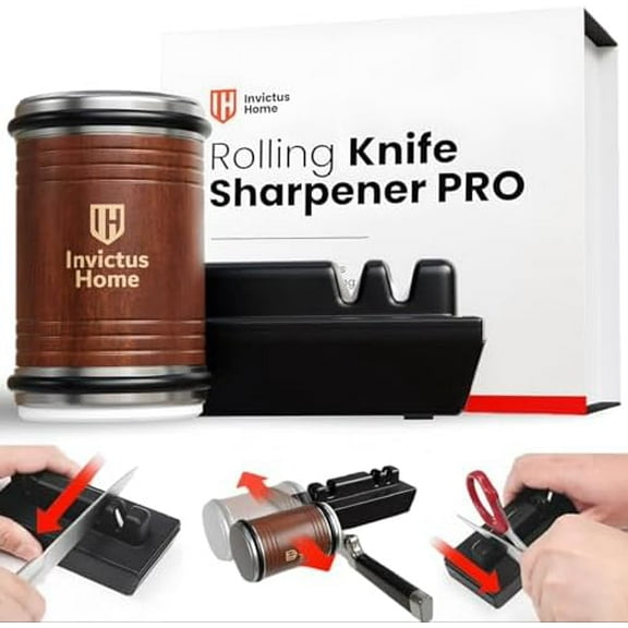 Rolling Knife Sharpener Kit with Diamond & Ceramic Disc Tumbler Knife Sharpener -+ Magnetic Base for Kitchen Knives with 15 & 20 Angles - Sharpening Kit - Sharpeners$$Home Decor, Kitchen, & Other