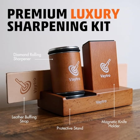 Rolling Knife Sharpener Kit with Dual Grit Stones and Magnetic Guides for Professional Edge Sharpening